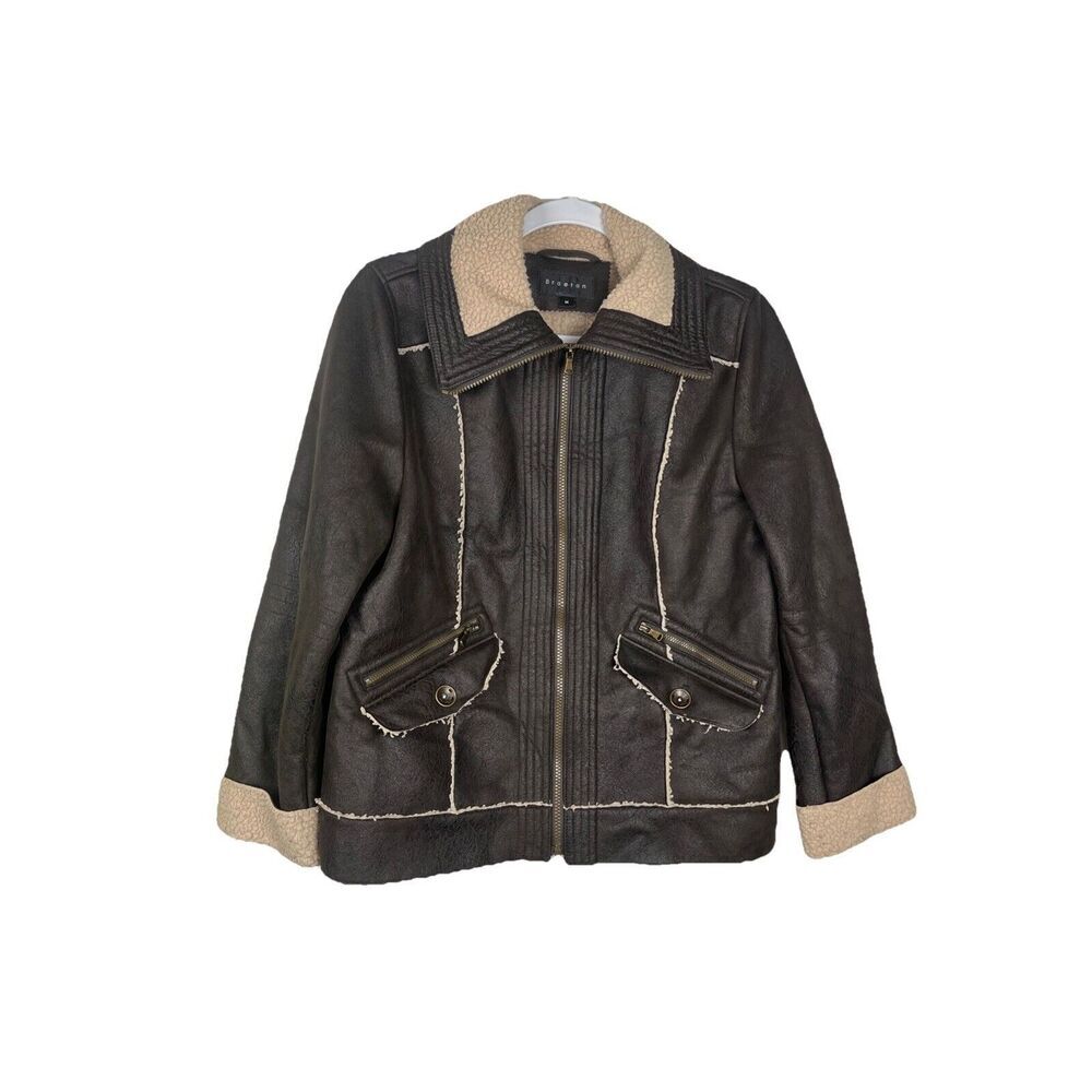 Braetan Vintage Brown Faux‎ Leather Jacket for Women Size M Rare